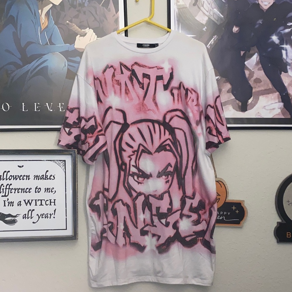 Jaded London graffiti anime shirt dress